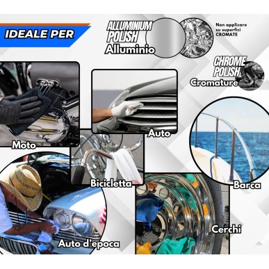 Chrome Alluminium Polish 250gr e 2 Coni Tamponi Lucidatura