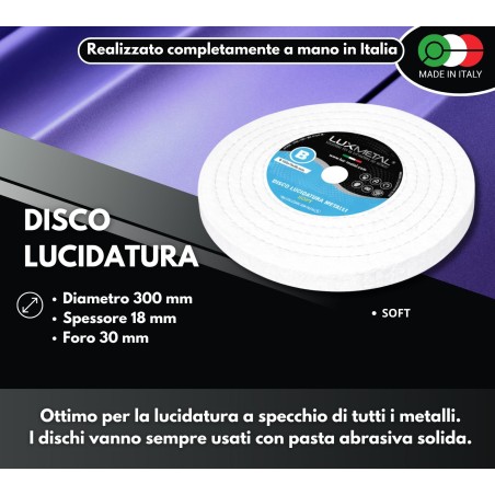 DISCO B COTONE TRAPUNTATO "SOFT" DIAMETRO 300 MM FORO 30 BIANCO