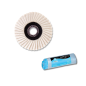 Kit lucidatura acciaio alluminio disco lamellare feltro 115 mm + pasta solida