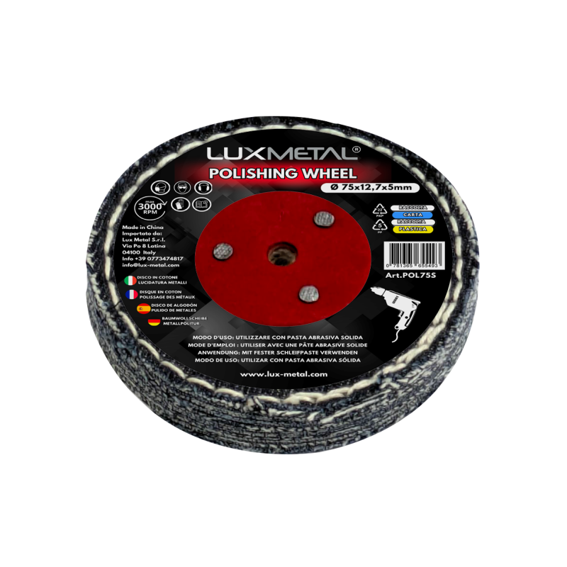 Disco de Algodón para Pulido de Metales 75x12,7x5 mm para Mandril Cónico Disco de Algodón para Pulido de Metales 75x12,7x5 mm para Mandril Cónico