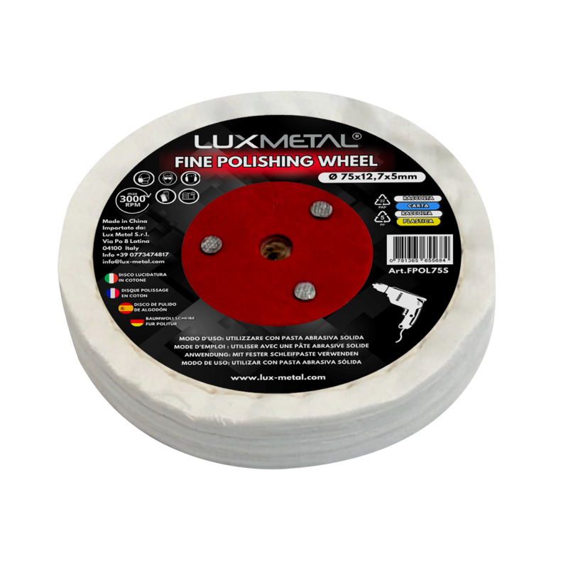 Disco de Algodón Cosido Fino para Pulido de Metales 75x12,7x5 mm para Mandril Cónico Disco de Algodón Cosido Fino para Pulido de Metales 75x12,7x5 mm para Mandril Cónico