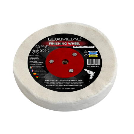 Stitched cotton polishing wheel 100 mm tapered mandrel