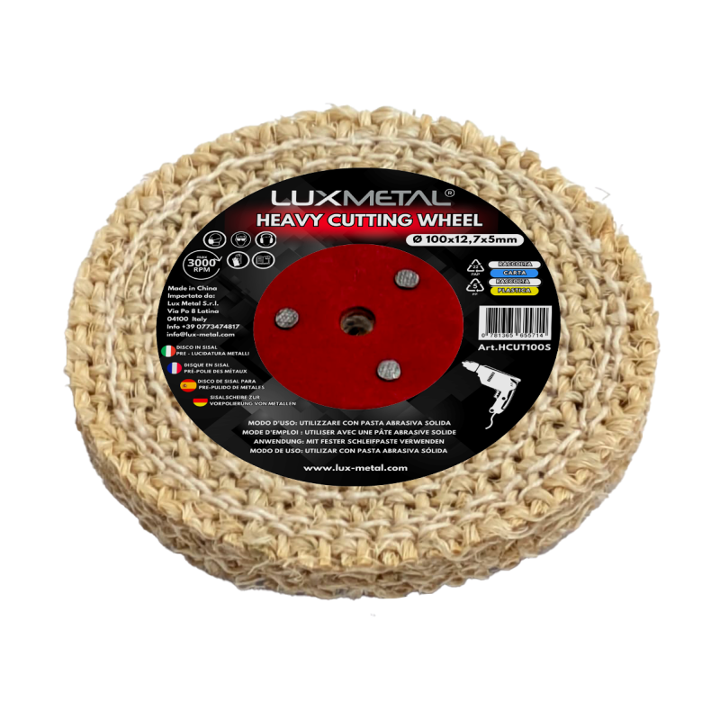 Disco in Heavy Sisal Cotone 100 x 12,7 x 5 mm per Attacco Mandrino Conico Trapano Disco in Heavy Sisal Cotone 100 x 12,7 x 5 mm per Attacco Mandrino Conico Trapano