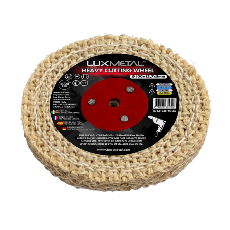 Disco de Sisal Heavy para Pulido de Metales 100x12,7x5 mm para Mandril Cónico