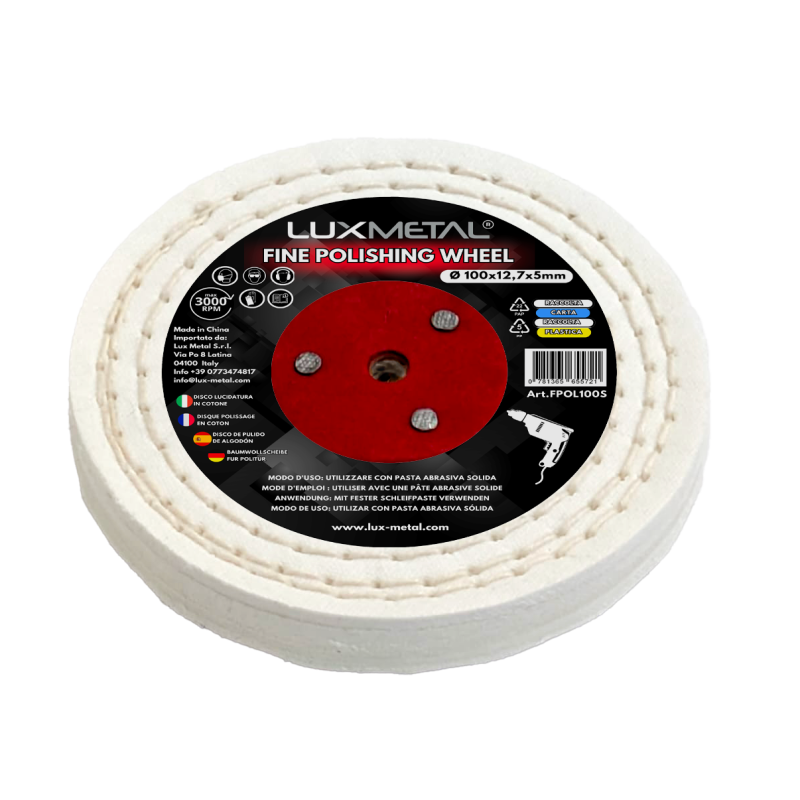 Disque en Coton Cousu Fin pour Polissage Métaux 100x12,7x5 mm pour Mandrin Conique