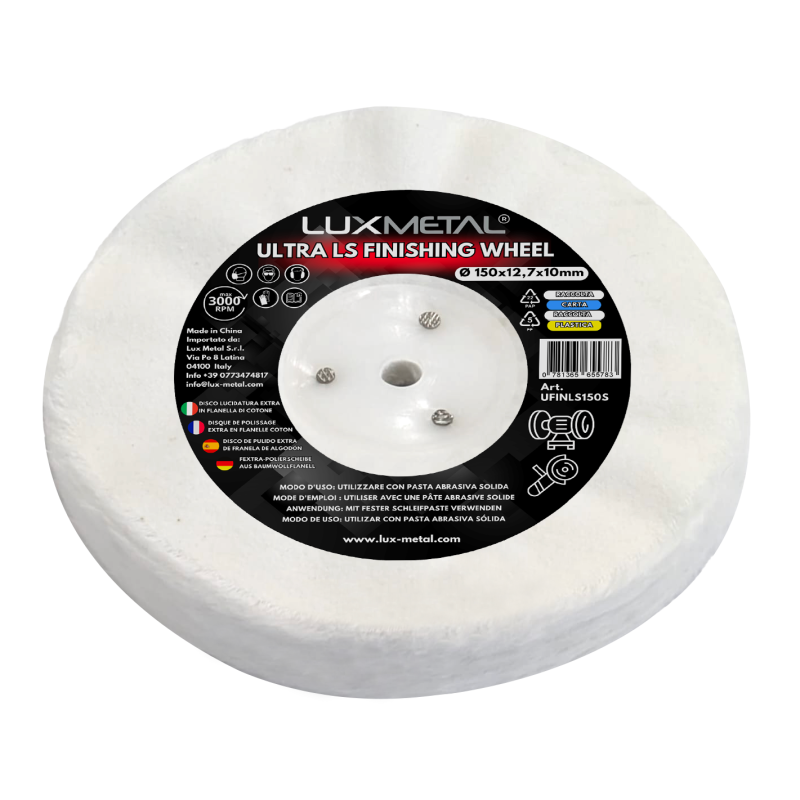 Disque Flanelle de Coton Souple Polissage Métaux 150x12,7x10 mm Mandrin Conique Perceuse, Touret Meuleuse