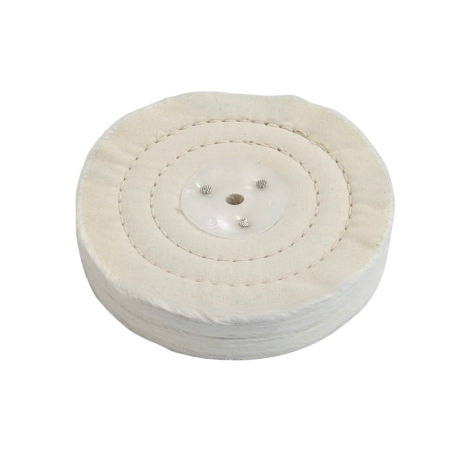 Disco Algodón Cosido Fino para Pulido de Metales 150x25,4x10 mm Mandril Cónico Taladro Pulidora Amoladora