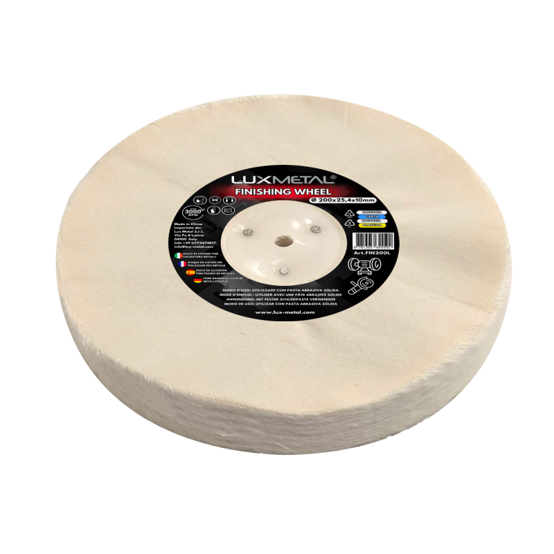Disco de Algodón Suelto Fino para Pulido de Metales 200x25,4x10 mm para Mandril Cónico Pulidora de Banco y Amoladora Disco de Algodón Suelto Fino para Pulido de Metales 200x25,4x10 mm para Mandril Cónico Pulidora de Banco y Amoladora