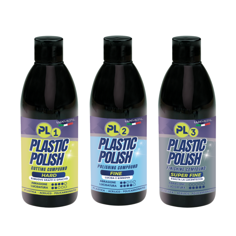 Kit Plastic Polish PL1 PL2 PL3 250 g plástico, acrílico y policarbonato