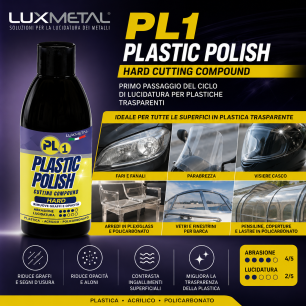 PL1 Plastic Polish Hard 250 gr per Plastica Acrilico Policarbonato