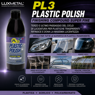 PL3 Polish Plastica Super Fine 250 g per Plastica Acrilico Policarbonato