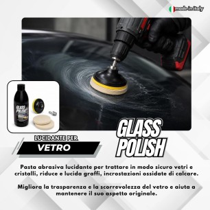 Glass Polish 250gr Kit Lucidatura Vetro Auto con Ossido di Cerio, Platorello Feltro e Adattatore Inclusi