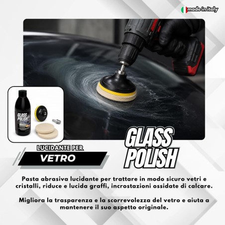 Glass Polish 250gr Glaspolitur Set Auto mit Ceroxid, Filzteller und Adapter Inklusive