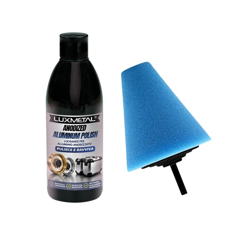 Anodized Aluminum Polish 250gr con Cono Azul Medium para Taladro, Anodized Aluminum Polish 250gr con Cono Azul Medium para Taladro,