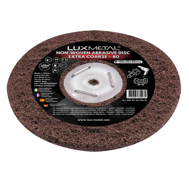 Non Woven Abrasive Disc Grit 80 Ø150x10x10 mm for Metal Satin Finishing and Rust Removal