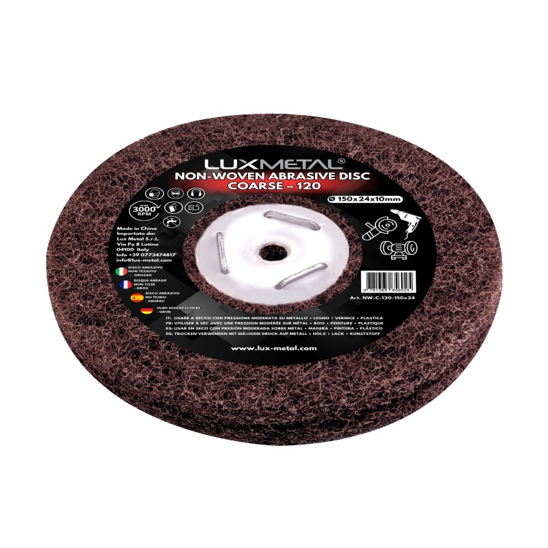 Disco Abrasivo Non Woven Grano 120 Ø150x24x10 mm para Satinado de Metales y Acabado de Superficies