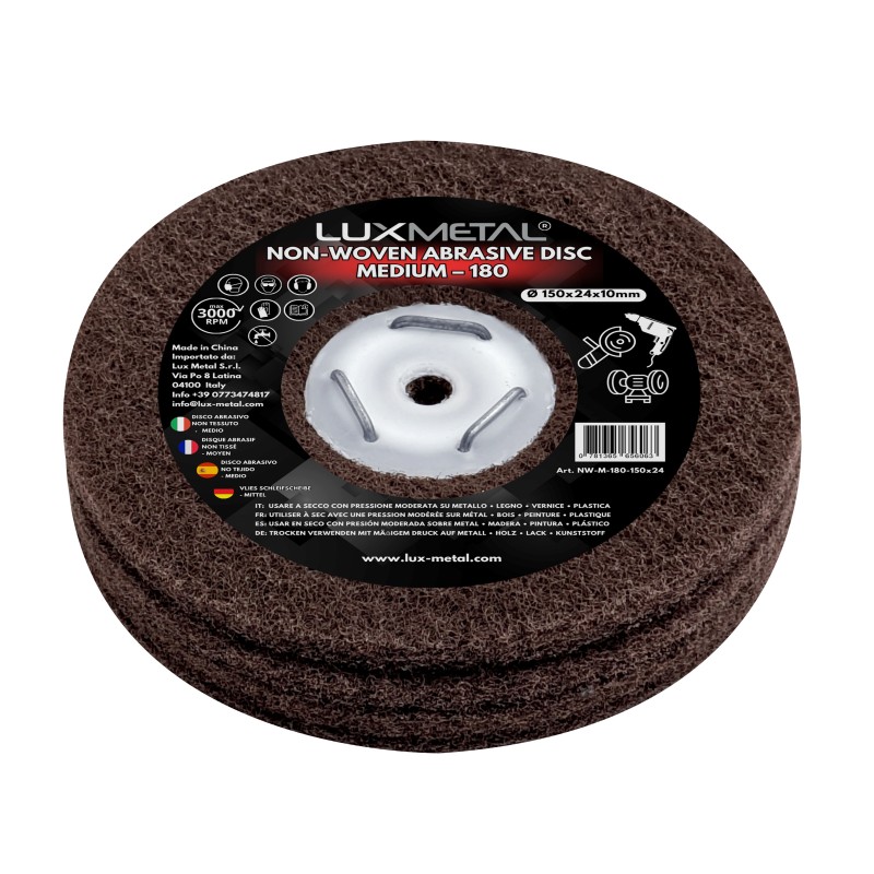 Non Woven Abrasive Disc Grit 180 Ø150x24x10 mm for Metal Satin Finishing and Fine Surface Finishing