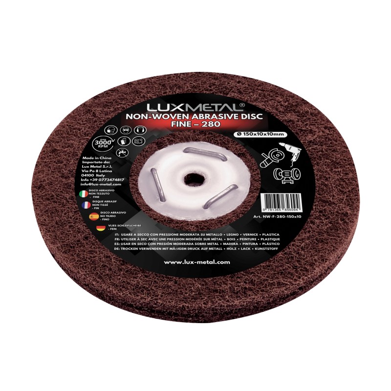 Disco Abrasivo Non Woven Grano 280 Ø150x10x10 mm para Satinado de Metales y Acabado Fino Disco Abrasivo Non Woven Grano 280 Ø150x10x10 mm para Satinado de Metales y Acabado Fino
