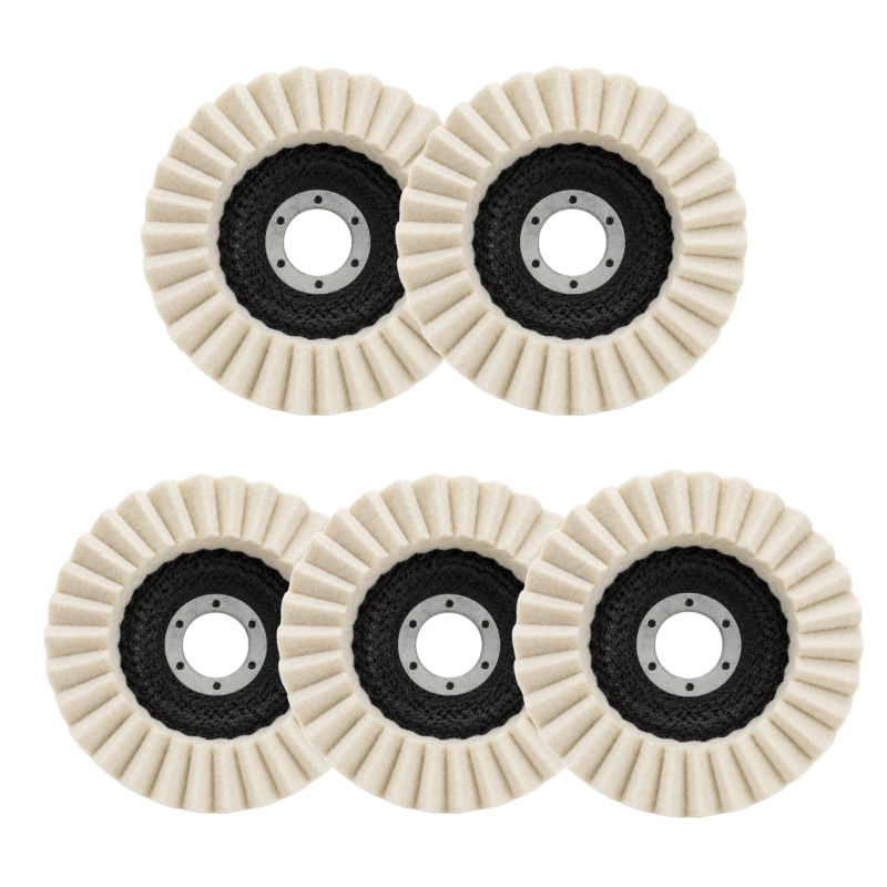 Set 5 Dischi Lamellari in Feltro 115 mm Foro 22 mm